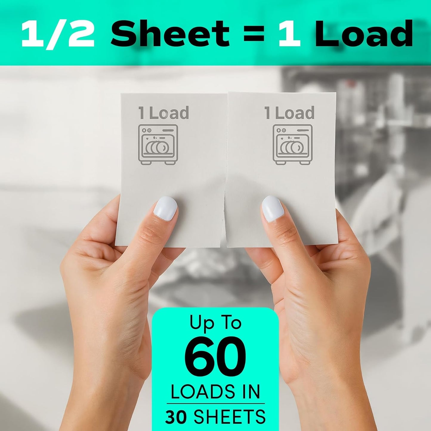 Zero Trace Dishwasher Detergent Eco-Friendly Sheets for Dish Washing - Plant Powered Technology - Lemon Scent - 60 Loads