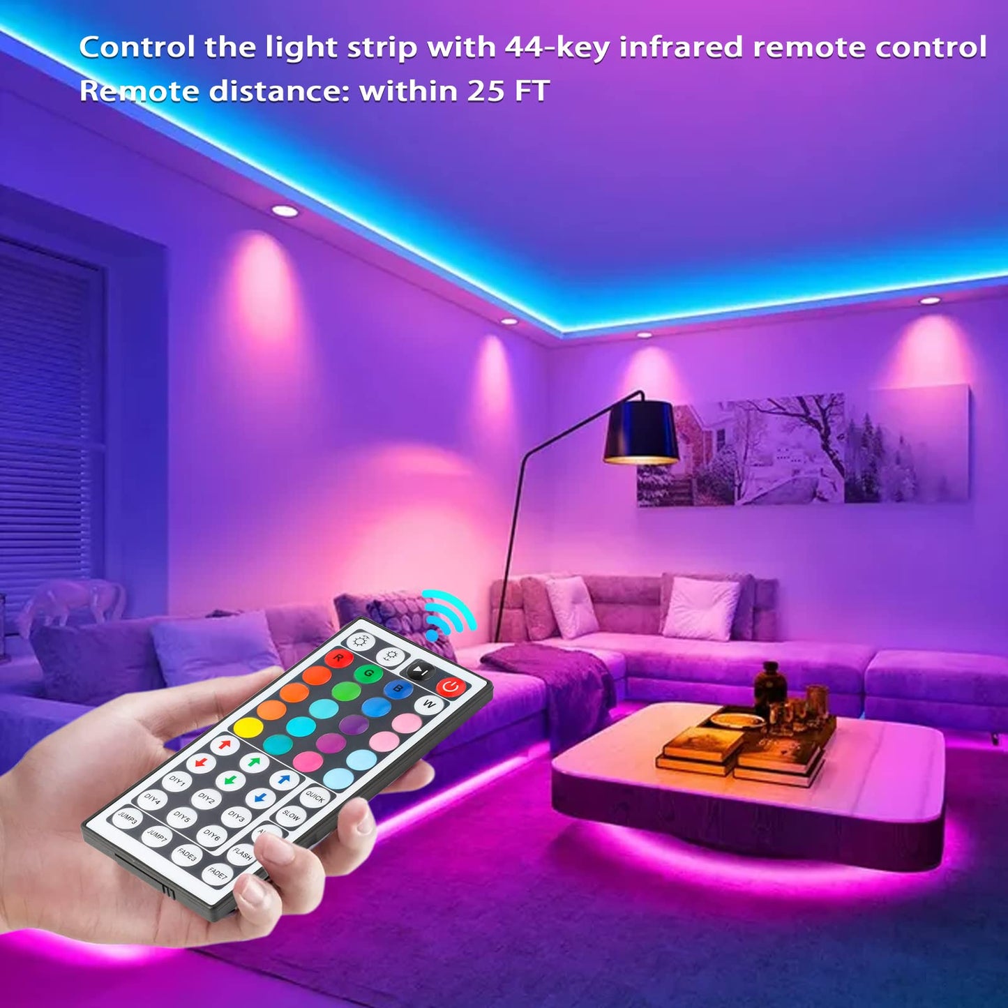 Yiliaw 2-Port RGB LED Controller with 44-Key IR Remote, Dual 4-Pin Output, Compatible with 2835 3528 5050 Light Strips