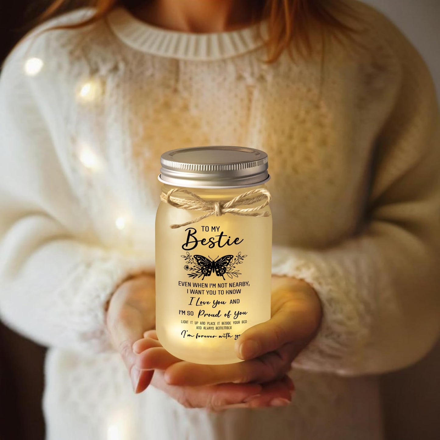 Benecharm Best Friend Christmas Birthday Gifts For Women  Unique Friendship Gifts For Women Bestie Bff  Christmas Graduation Decorative Jar Light Night Gift For Best Friend Woman