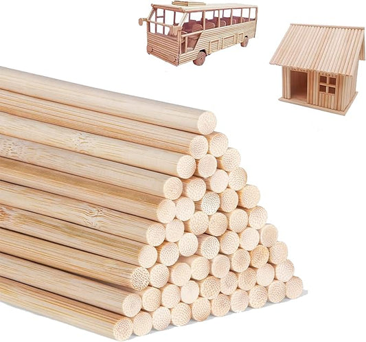 1/4 x 12 Inch 100 PCS Dowel Rods Wood Sticks Wooden Dowel Rods - Unfinished Bamboo Sticks - for Crafts and DIYers