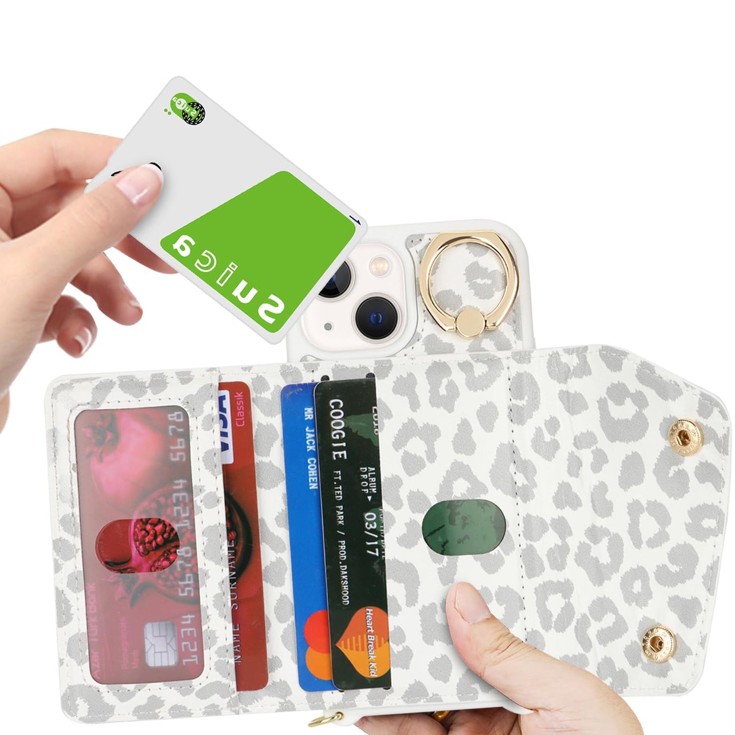 Lipvina For Iphone 13 Mini Case With Card Holder And Strap - Zipper Pocket,Crossbody Lanyard Strap,Credit Card Holder,Stand Ring
