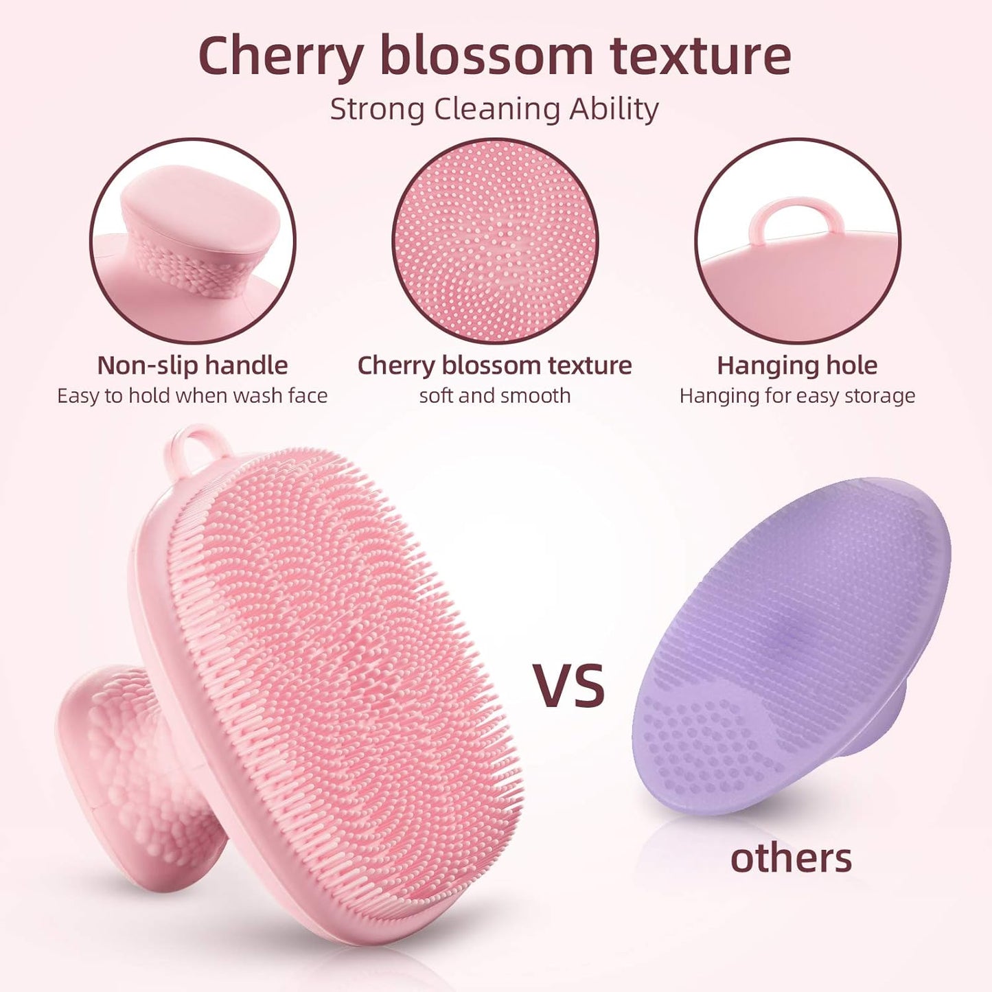 VWMYQ 2 Pack Silicone Face Scrubber for Men and Women Facial Cleansing Brush Silicone Face Wash Brush Manual Waterproof Cleansing Skin Care Face Brushes for Cleansing and Exfoliating (Blue_Pink)