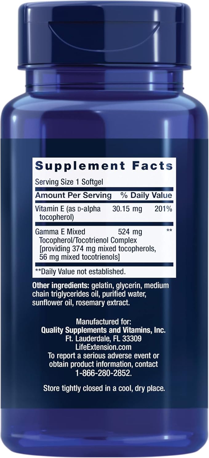 Life Extension Gamma E Mixed Tocopherols & Tocotrienols 60 Softgels and Super K Vitamin K1 K2 MK-7 MK-4 Vitamin C 90 Softgels Bundle