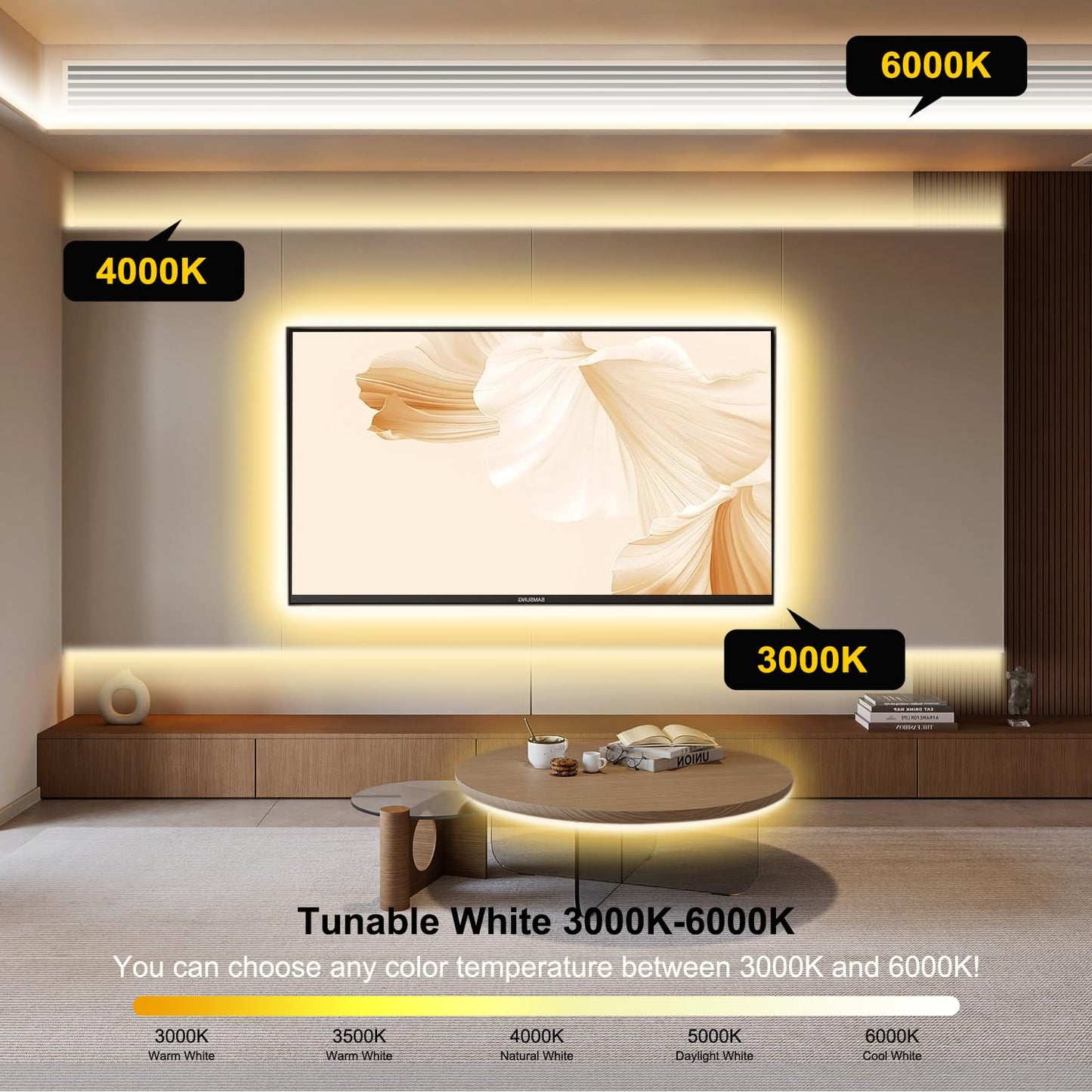 Pandery Cob Led Strip Light Cct Dimmable Strips Light 2700K-6500K 6.56Ft/2M 8Mm Wide Cri90+ 24V Led Strips Kit With Bluetooth App Control/Music Mode For Bedroom Kitchen Diy Lighting