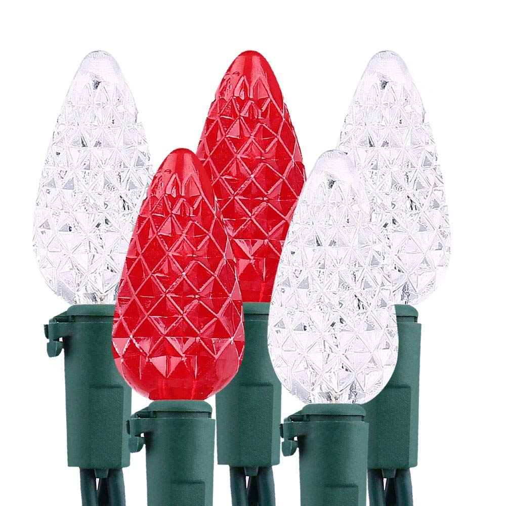 Brizled Christmas Lights, 33ft 100 LED, Red & Cool White, UL Certified, Connectable, Model TSD-100M-2/S-FT3