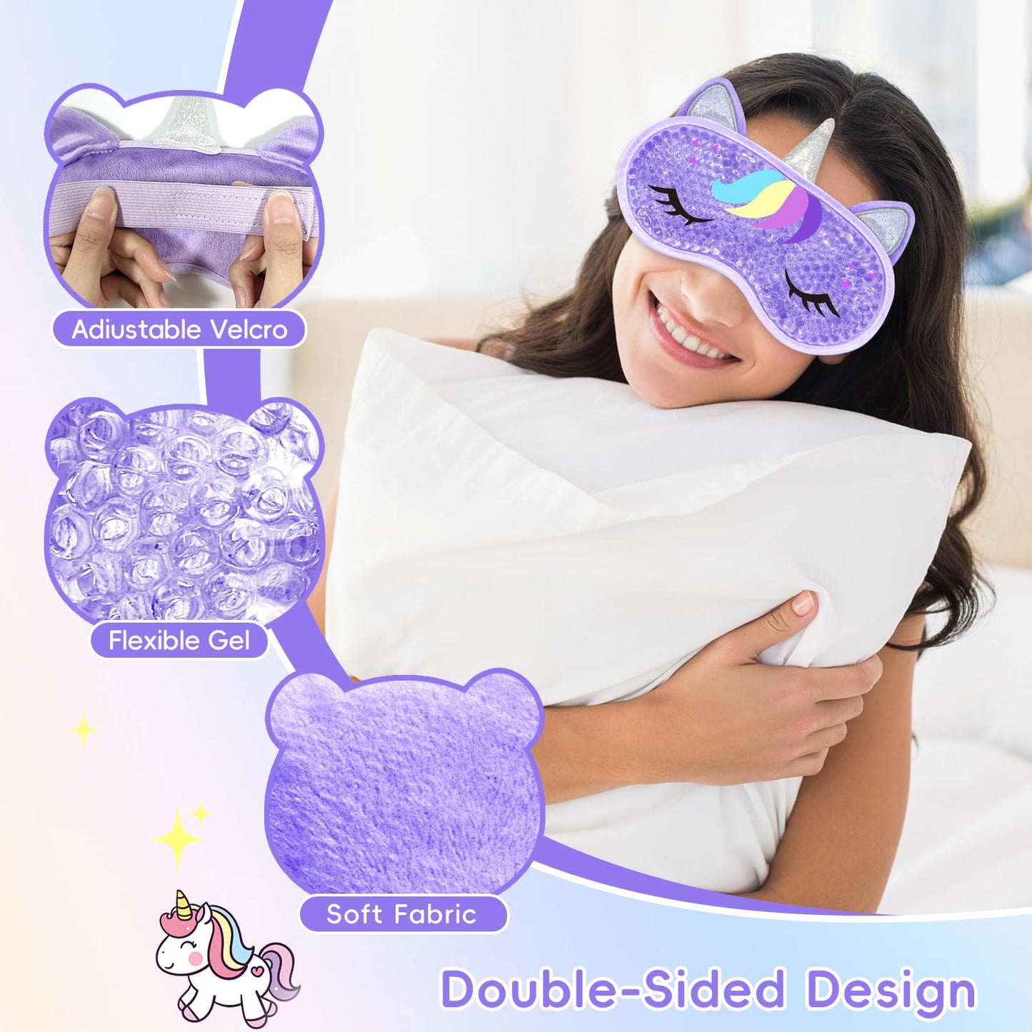 my novel things Cooling Eye Mask and Sleep Mask Cover Rainbow Birthday Cute Gifts Teens Women, Cold Warm Compress for Dry Eyes Spa at Home Travel Plush Blindfold Sleeping