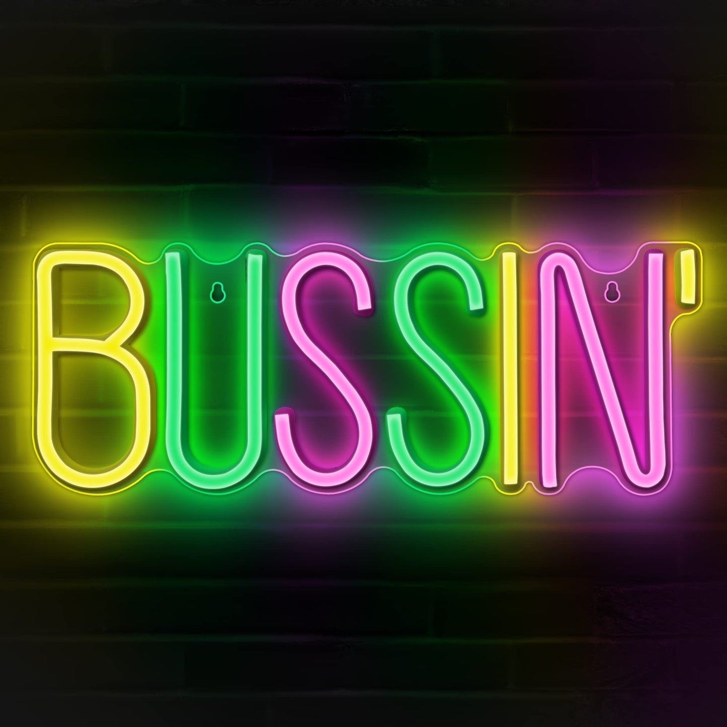 Lumoonosity Bussin Neon Sign - Led Light For Gamers/Streamers, 16.9X6.5 Inch, Acrylic, Bussin Mix, Model Ns-Bussin Mix