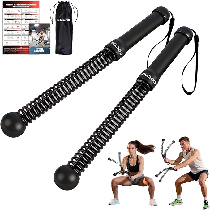 Weighted Ropeless Battle Ropes, Heavy Duty Portable Cordless Battle Ropes for Home Gym with Poster, Workout Exercise Rope ...