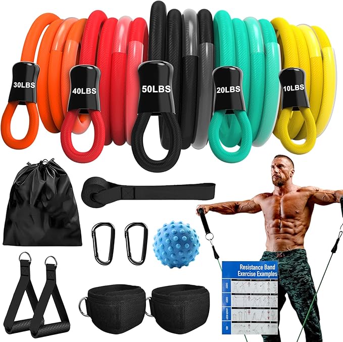 AlpinexFit Resistance Bands for Working Out,150LBS Exercise Bands with Handles,Workout Bands for Men Women, Fitness Bands ...