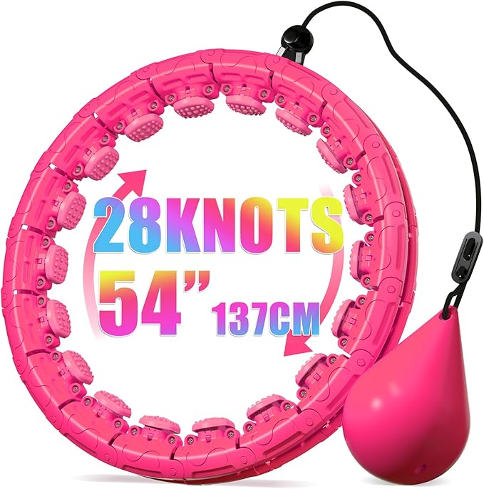 Argvsde Weighted Hula Infinity Fitness Hoop for Adult Weight Loss, 2 in 1 Smart Fitness Workout Hula Circle Hoops with 28 ...