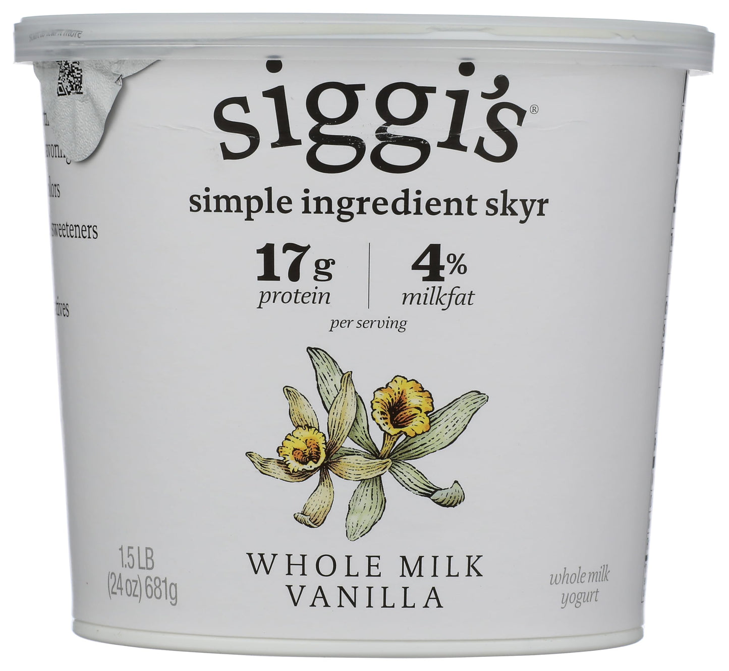 siggis Icelandic Strained Whole Milk Yogurt, Vanilla, 24 oz. - Thick, Protein-Rich Yogurt Snack