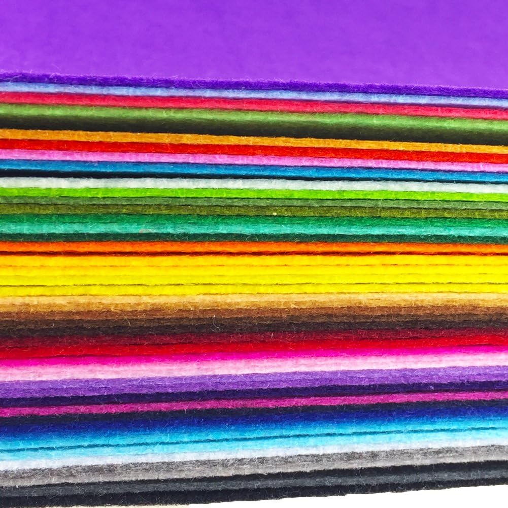 flic-flac 44PCS 8 x 12 inches (20 x 30cm) Assorted Color Felt Fabric Sheets Patchwork Sewing DIY Craft 1mm Thick … (20cm * 30cm, 44pcs)