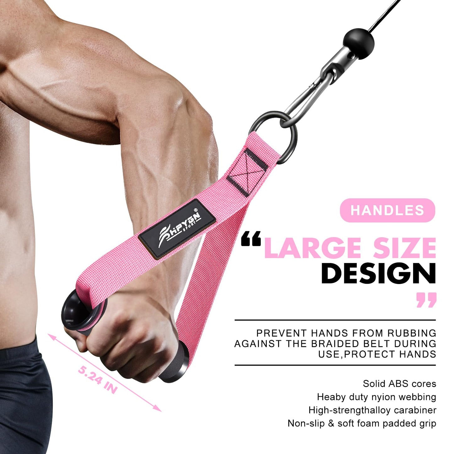 HPYGN Gym Equipment, Gym Exercise Handles, Cable Attachments for Gym, Replacement Handle Attachments for Cable Machine Pulleys, Resistance Band and Strength Trainer, Pull Down Workout Accessories