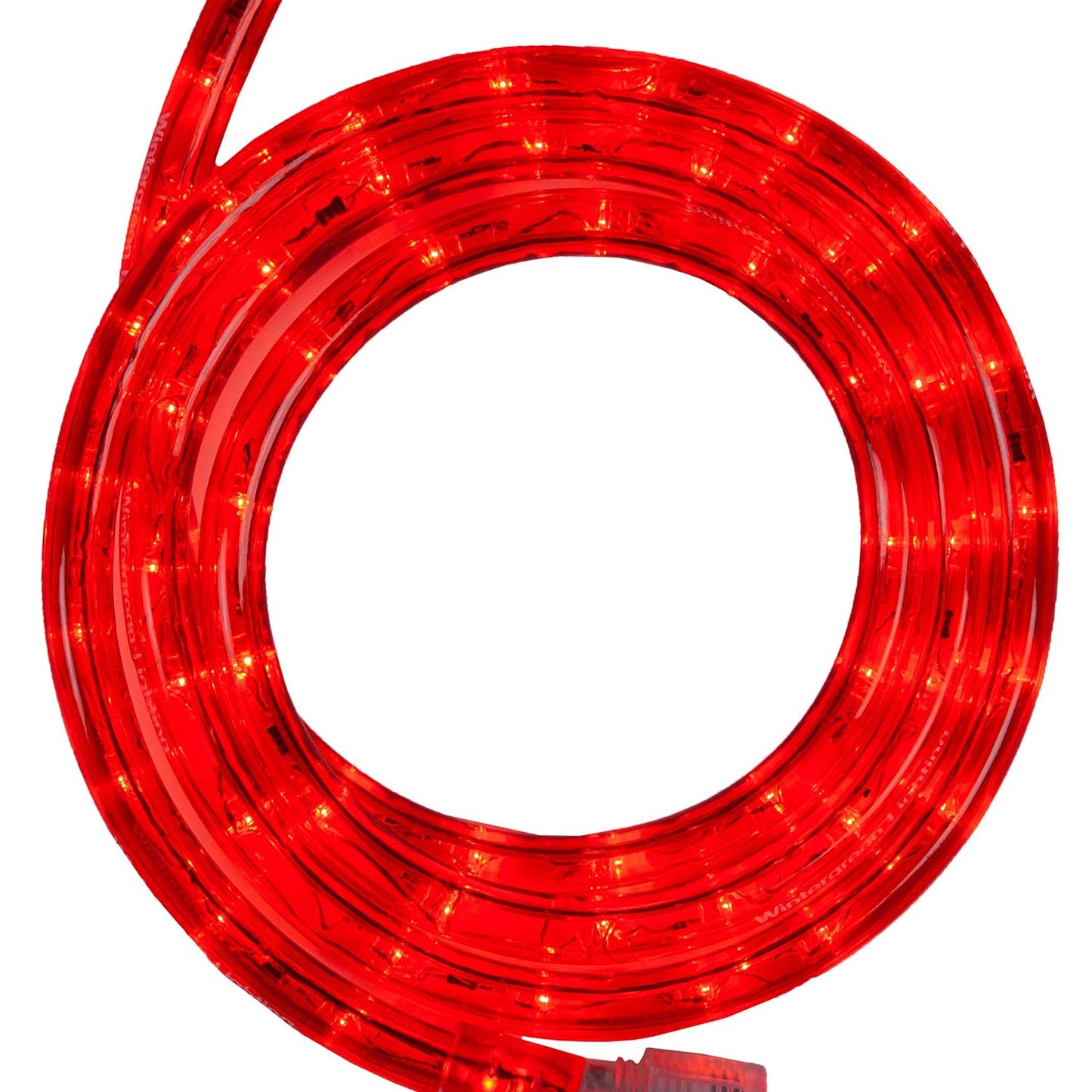 Wintergreen Lighting 18 Led Red Rope Light  Flexible Rope String Light Outdoor - Bedroom Led Light Rope  120V   Inch  2-Wire - Rope Light Clips And Power Cord Included