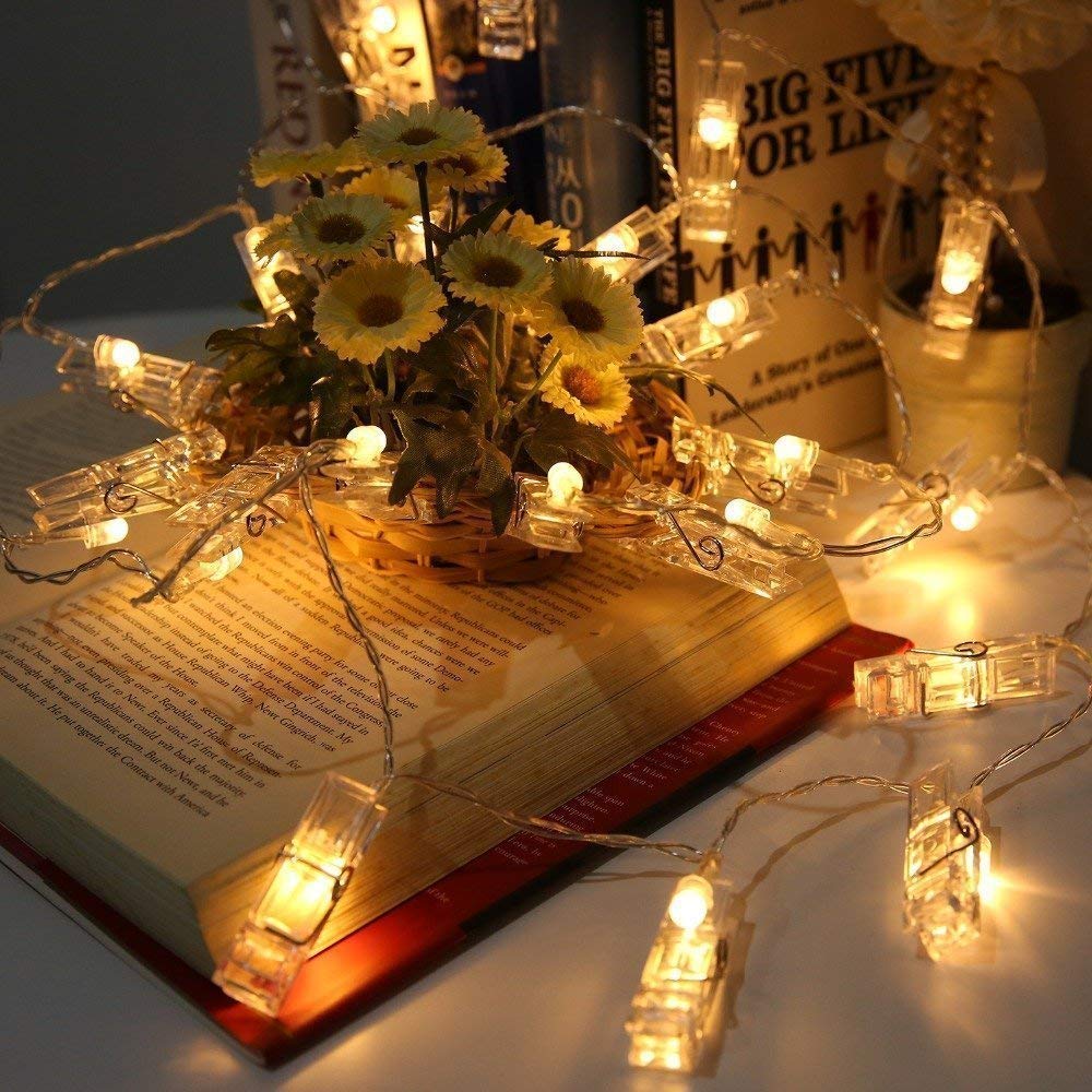 Liyuanq 40 Led Photo Clip String Lights, Usb Operated, Warm White, 8 Modes, Ideal For Bedroom Decoration, Model Fs-D030