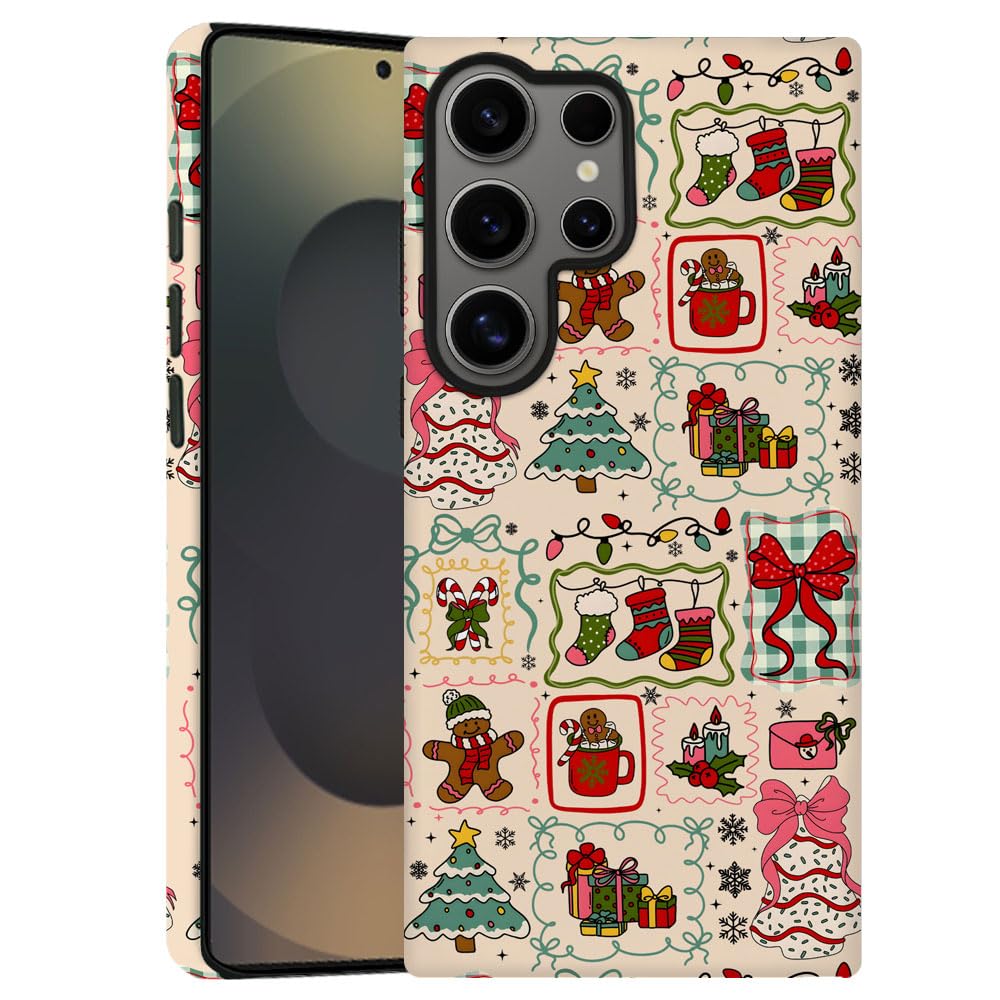 Case for Samsung Galaxy S23 Ultra,Christmas Tree Gingerbread Man Phone Case Military-Grade Drop Protection Cover for Women Girl