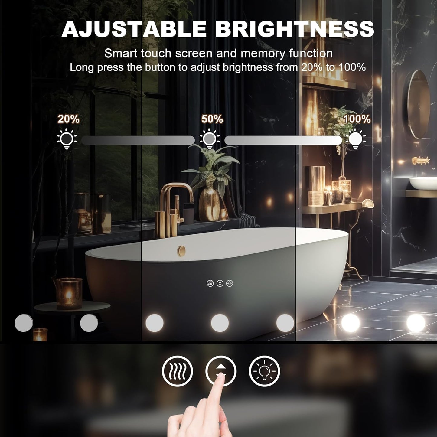Hasipu LED Bathroom Mirror with Lights, 59" x 28" Hollywood Wall-Mounted Bathroom Mirror with 24 Dimmable Bulbs, 3 Colors Modes, Touch Control, Anti-Fog, Memory Function, Shatter-Proof, ETL Listed