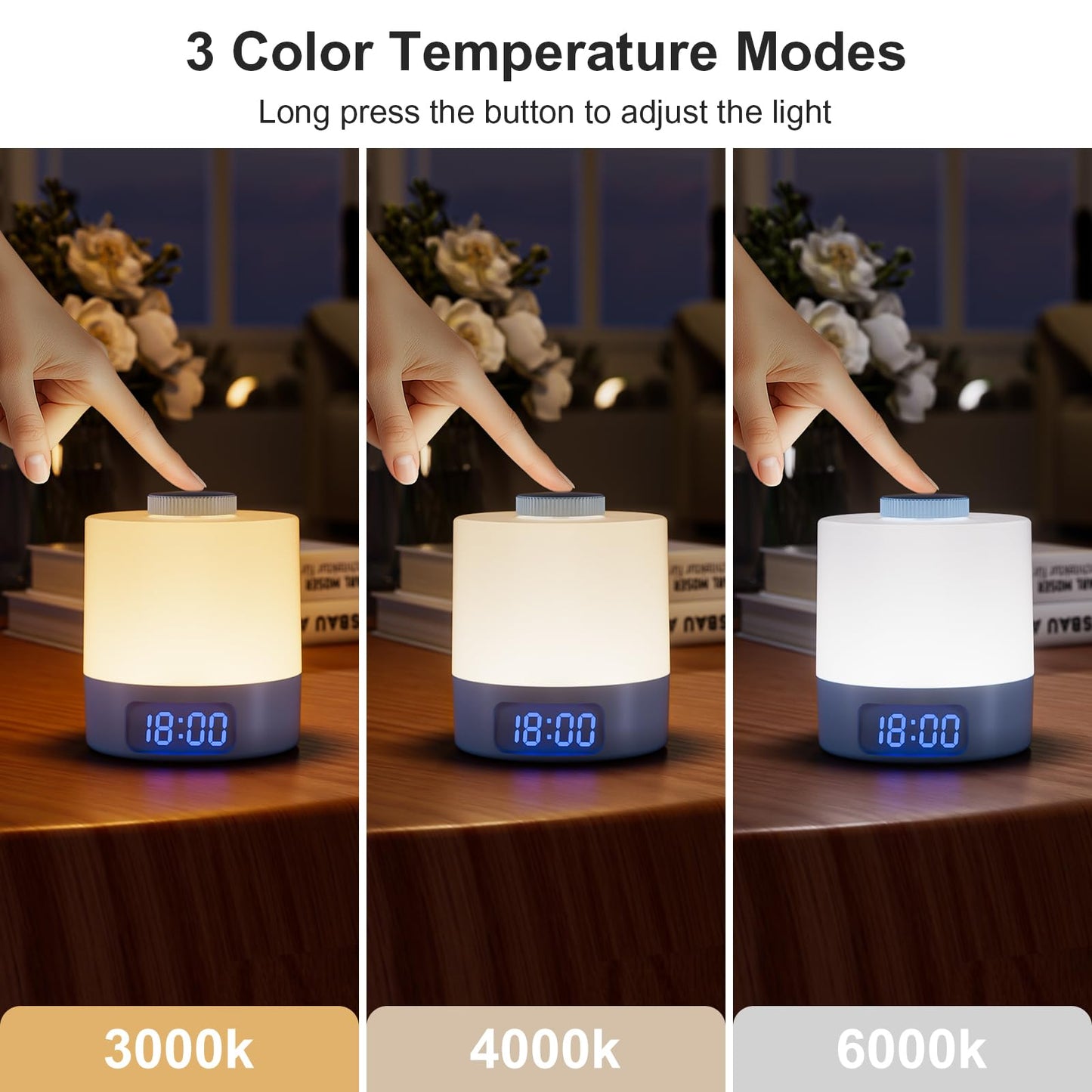 Wobane Night Light For Kids  3 Colors Dimmable Baby Led Lighting  3600Mah Battery Rechargeable With Digital Time  Portable Bedside Lamp For Nursery  Breastfeeding  mature-themeds  Blue