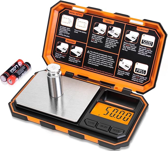 Fuzion Digital Pocket Scale, 500g x 0.01g Gram Scale, Mini Scale 6 Units Jewelry Scale with LCD Display, Tare Function for...