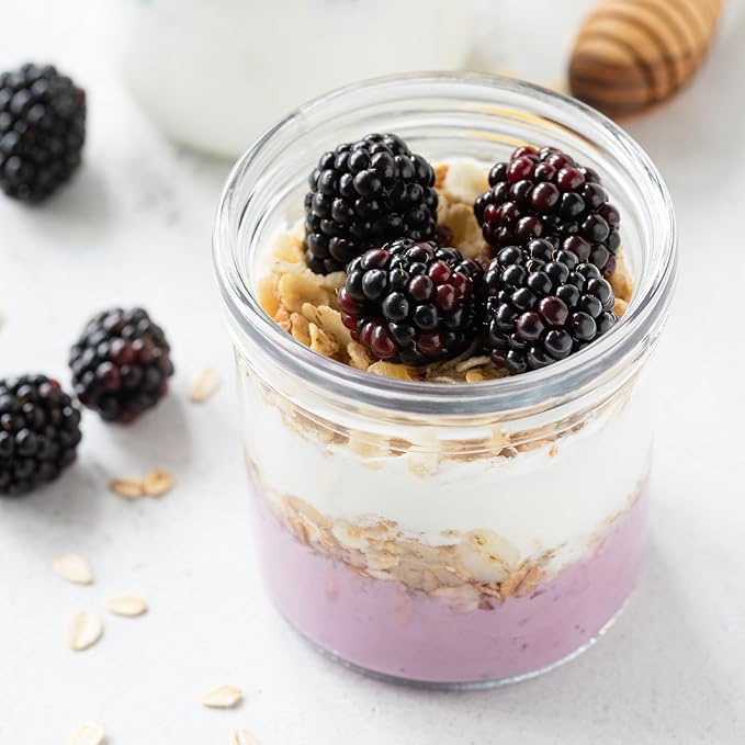 Overnight Oats Containers with Lids, 16oz Glass Jars with Lids 8 pcs, Milk White, Wide Mouth Mason jars for Salad, Yogurt, Snacks, Meal Prep