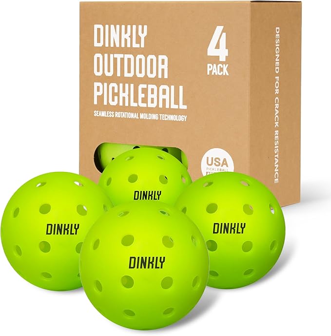 Dinkly Pickleball Balls, Outdoor Pickleballs USAPA Approved, Enhanced Durability Pickle Ball with Roto-Molded & Seamless D...
