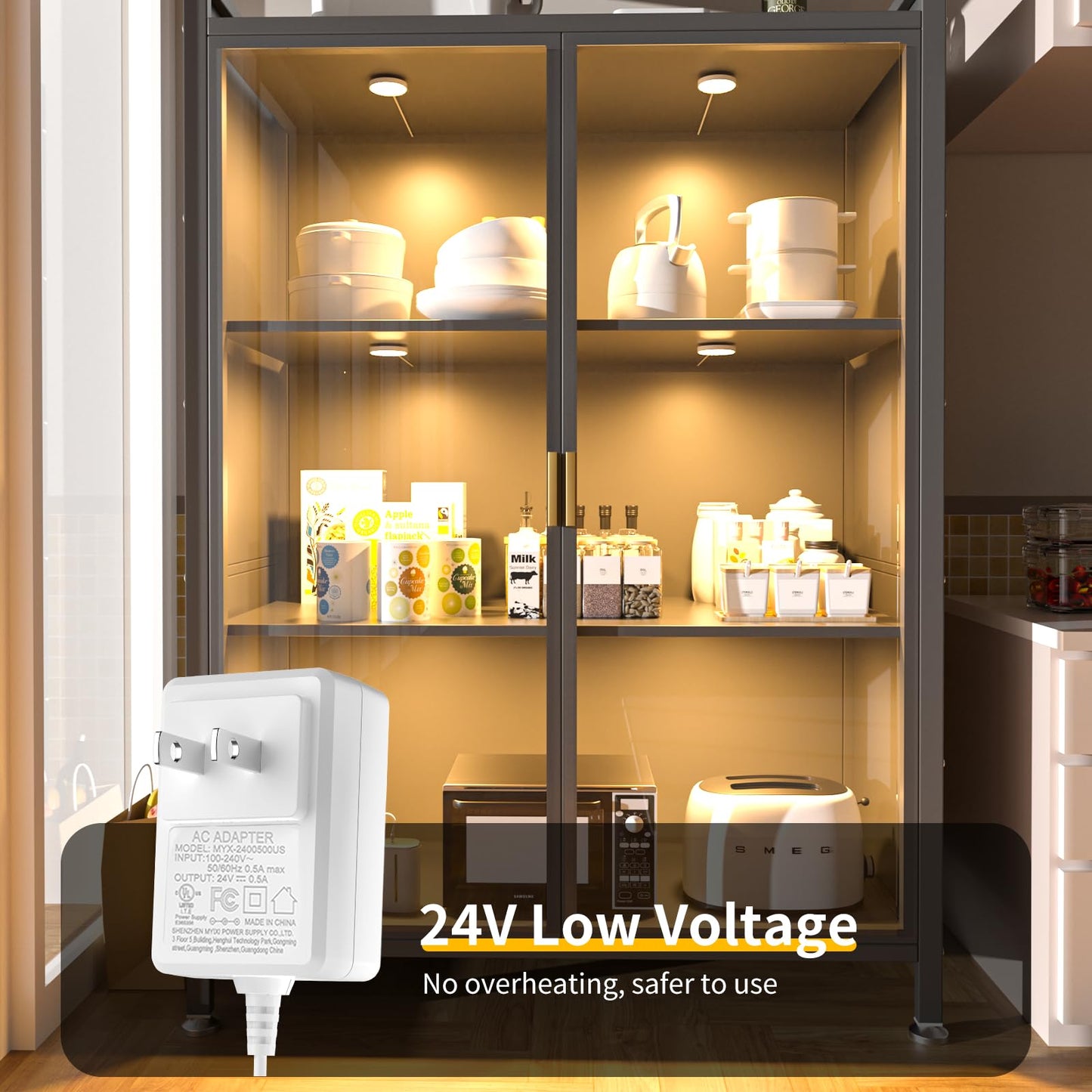 Wobane Led Puck Lights Plug In  Under Cabinet Lighting With Switch  Dimmable Under Counter Lighting For Shelf  Closet  Cupboard  Bookcase  Display  Super Bright  2700K Warm White  6 Pack