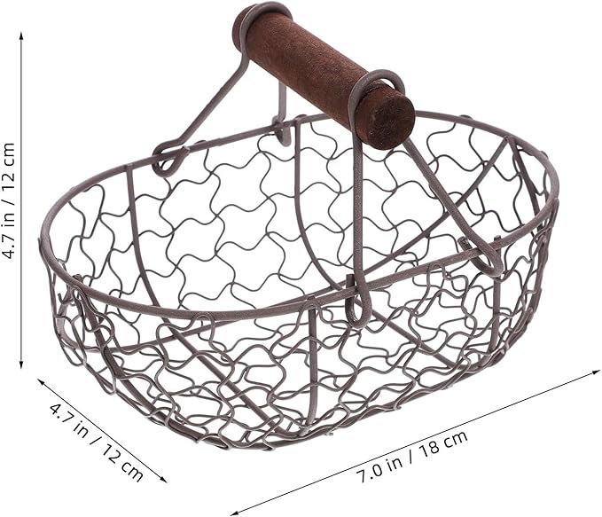 Zerodeko Chicken Wire Egg Basket Fruit Basket with Wooden Handle Egg Gathering Basket for Collect Fresh Egg Baskets Countertop Holder Country Primitive Farmhouse Vintage Storage