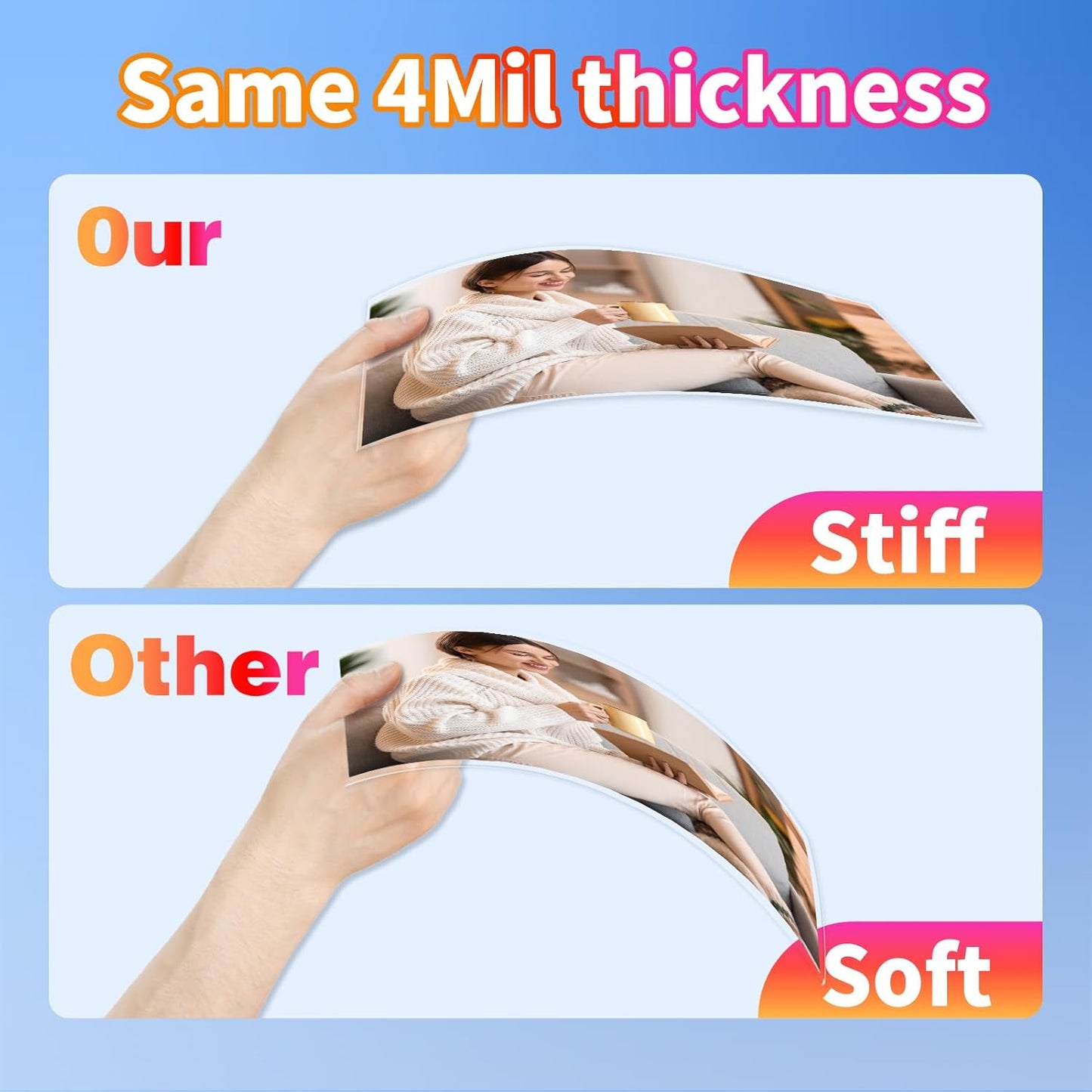 Uinkit 4Mil Thicker Single-Sided Self-Adhesive Laminating Sheets, 60Pack (More Value) Letter Size 8.5x11"- Peel & Stick for Teachers, Office & Home Crafting - No Heat Machine Needed