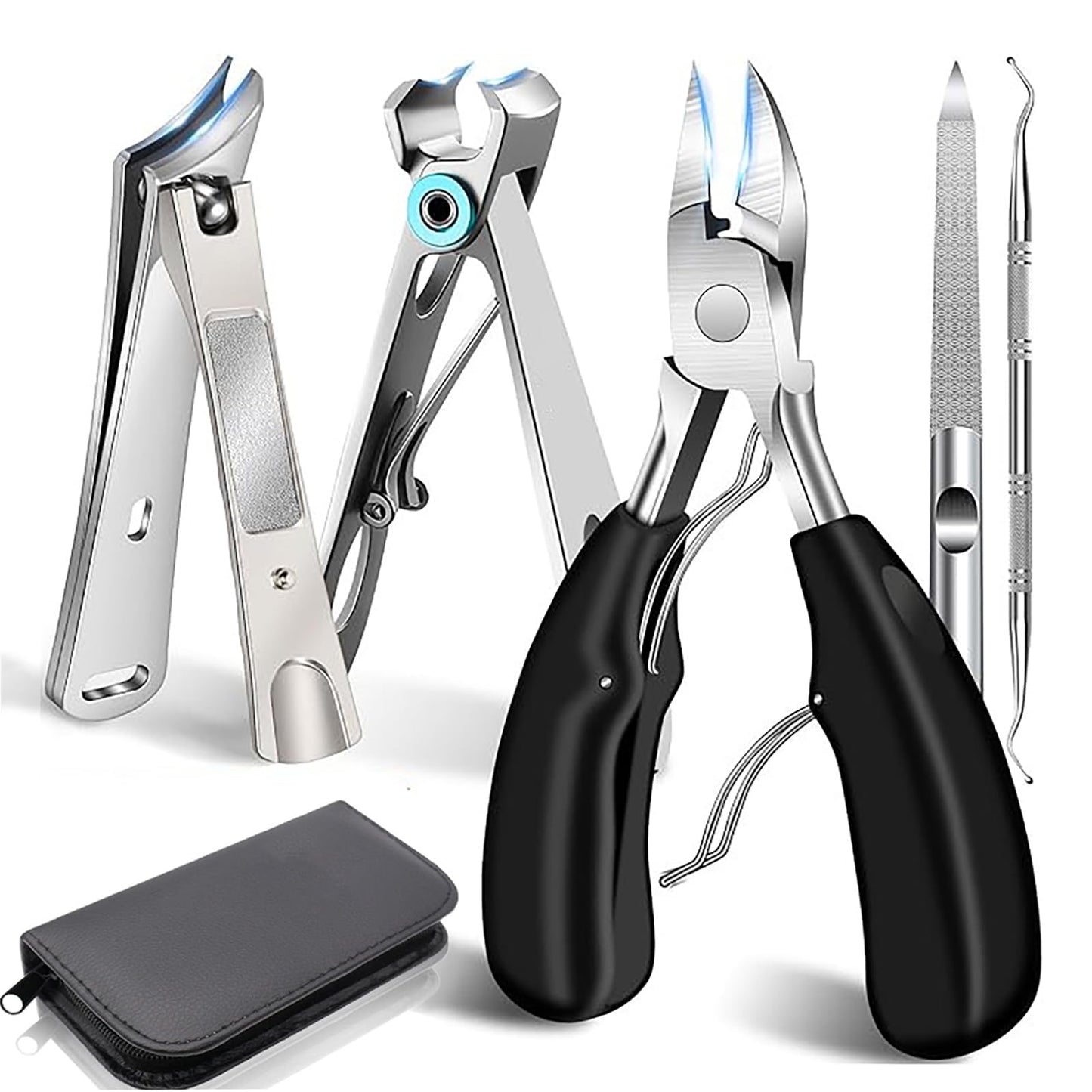 Toenail Clippers for Seniors Thick Toenails Angled Head Large Toe Nail Clippers Heavy Duty Ingrown Toenail Clippers with Wide Ja