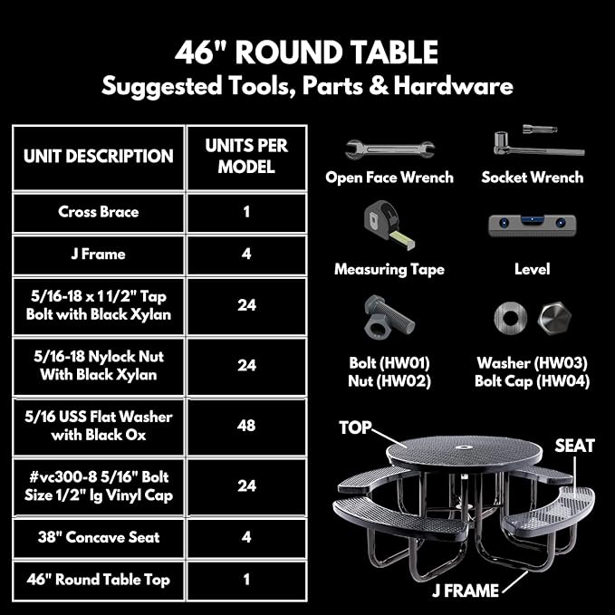 Coated Outdoor Furniture Heavy-Duty Portable Outdoor Kids Table with Umbrella Hole, Expanded Metal Kids Picnic Table, Commercial-Grade, Made in America (46 In, Round, Childrens, Textured Brown)