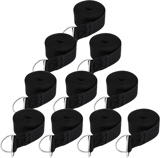 10 Pcs Yoga Strap for Stretching Bulk 6ft Exercise Stretch Band with Metal D Ring Adjustable Pilates Non Elastic Yoga Stre...