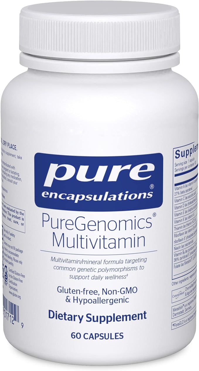 Pure Encapsulations PureGenomics Multivitamin - Supplement to Support Nutrient Requirements of Common Genetic Variations - with Vitamin A,B,C,D,E, K & Minerals - 60 Capsules