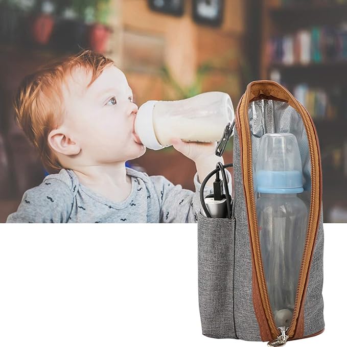 1set Travel Bottle Warmer USB Cable Portable Heater for Milk and Food Temperature Overheating Protection for Car and Travel Use Grey