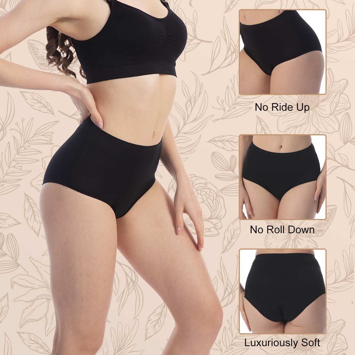 Tawyisi Incontinence Underwear for Women,6 Layer High Absorbency Leak Proof Period Underwear,High Waist Ladies Washable Incontinence Briefs, Postpartum, Bladder Control,3-Pack XL