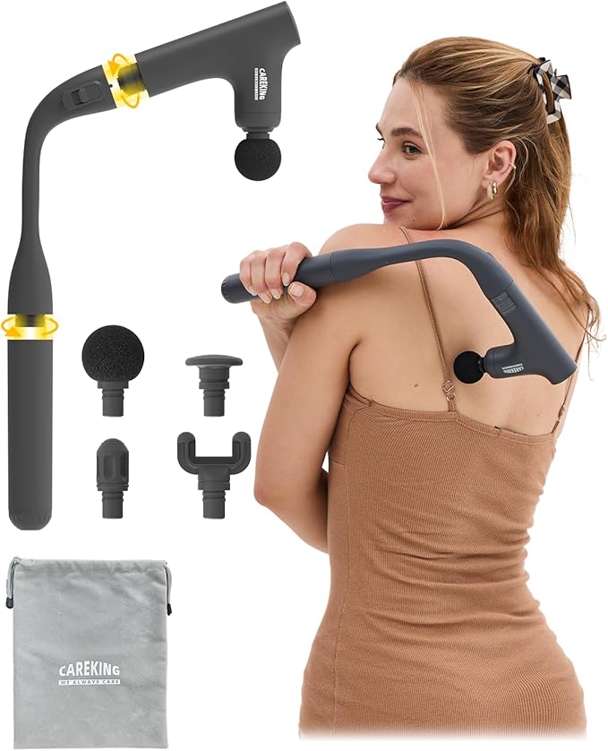 CAREKING WE ALWAYS CARE Convertible 3-in-1 Massage Gun Deep Tissue with Extended Handle, Back Pain Relief Percussion Muscl...