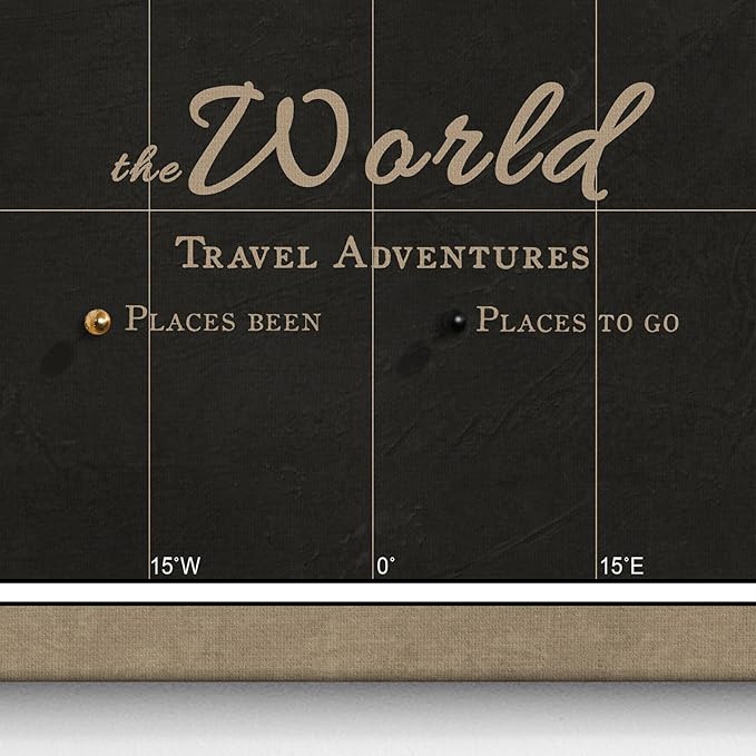 Canvas World Map with Cork Pin Board - English Lettering - Decorative Wall Decoration for All Rooms - Canvas Pictures with World Map Motif (90x60 cm, Pattern 5)