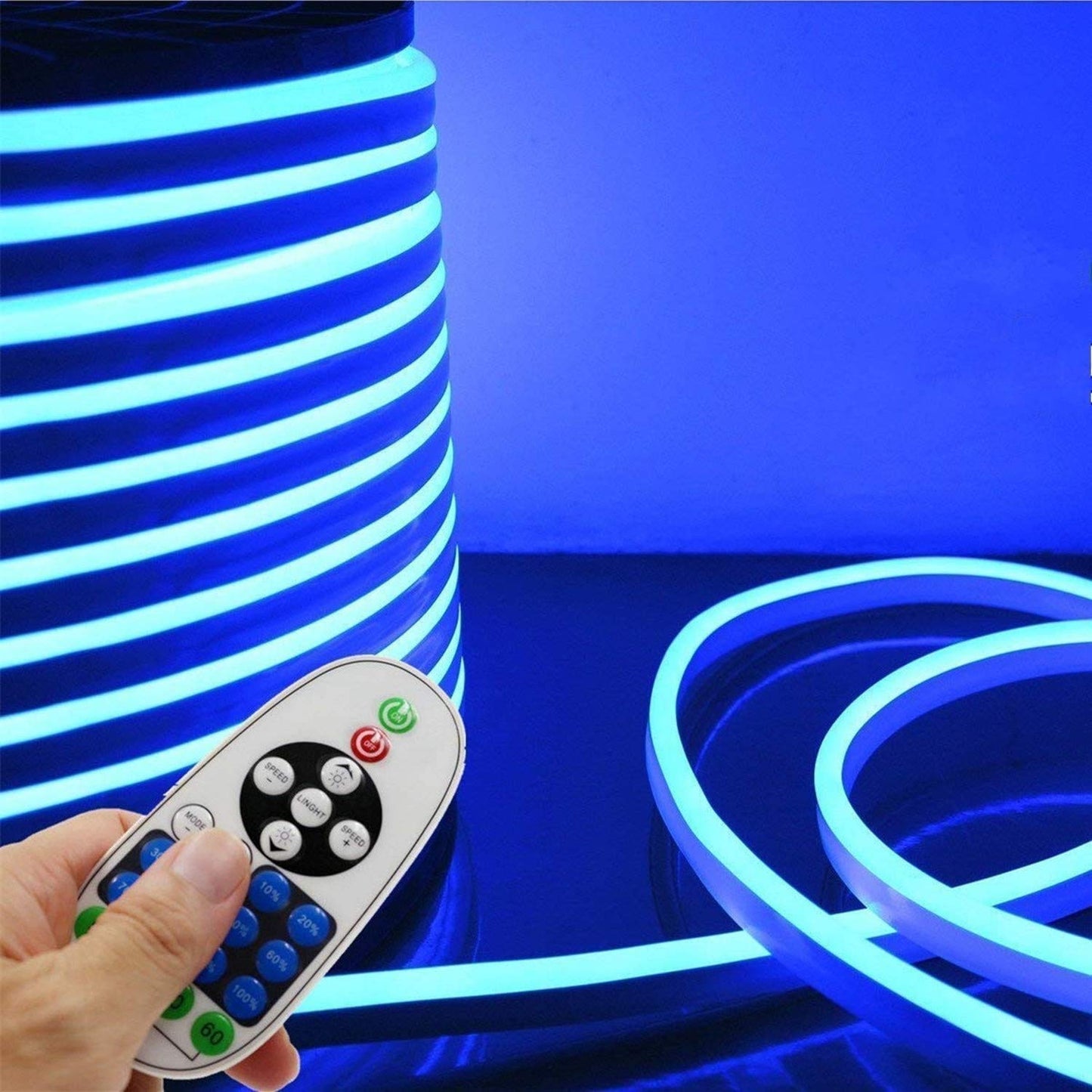 IEKOV LED NEON Light, 20m Flexible Dimmable Waterproof Strip, 120 LEDs/M, Blue, Model NEON LIGHT-B-20M
