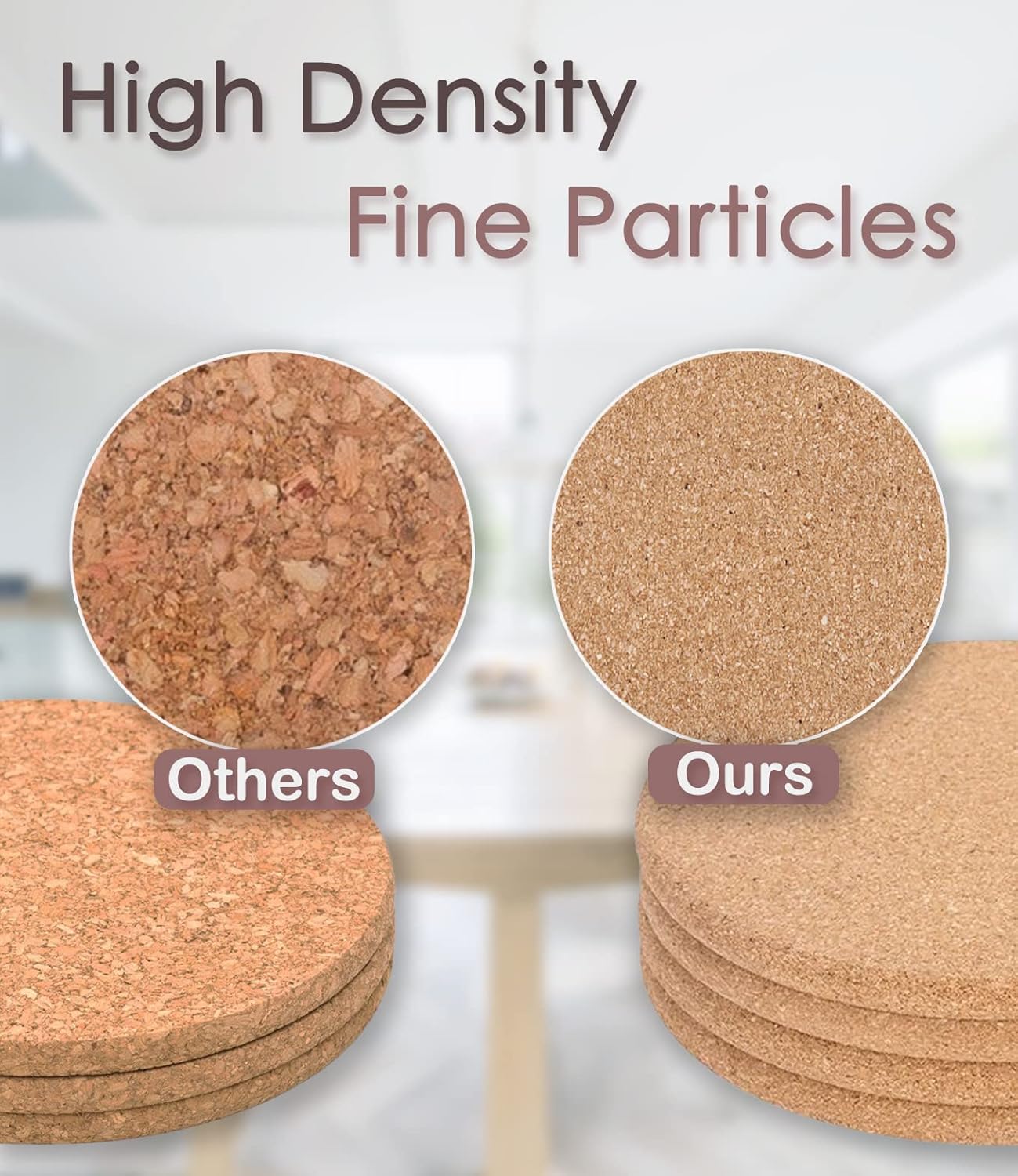Cork Trivet, 6 Pcs High Density Thick Cork Trivets for Hot Dishes, 10 Inch Heat Resistant Multifunctional Coaster, Hot Pads for Table & Countertop