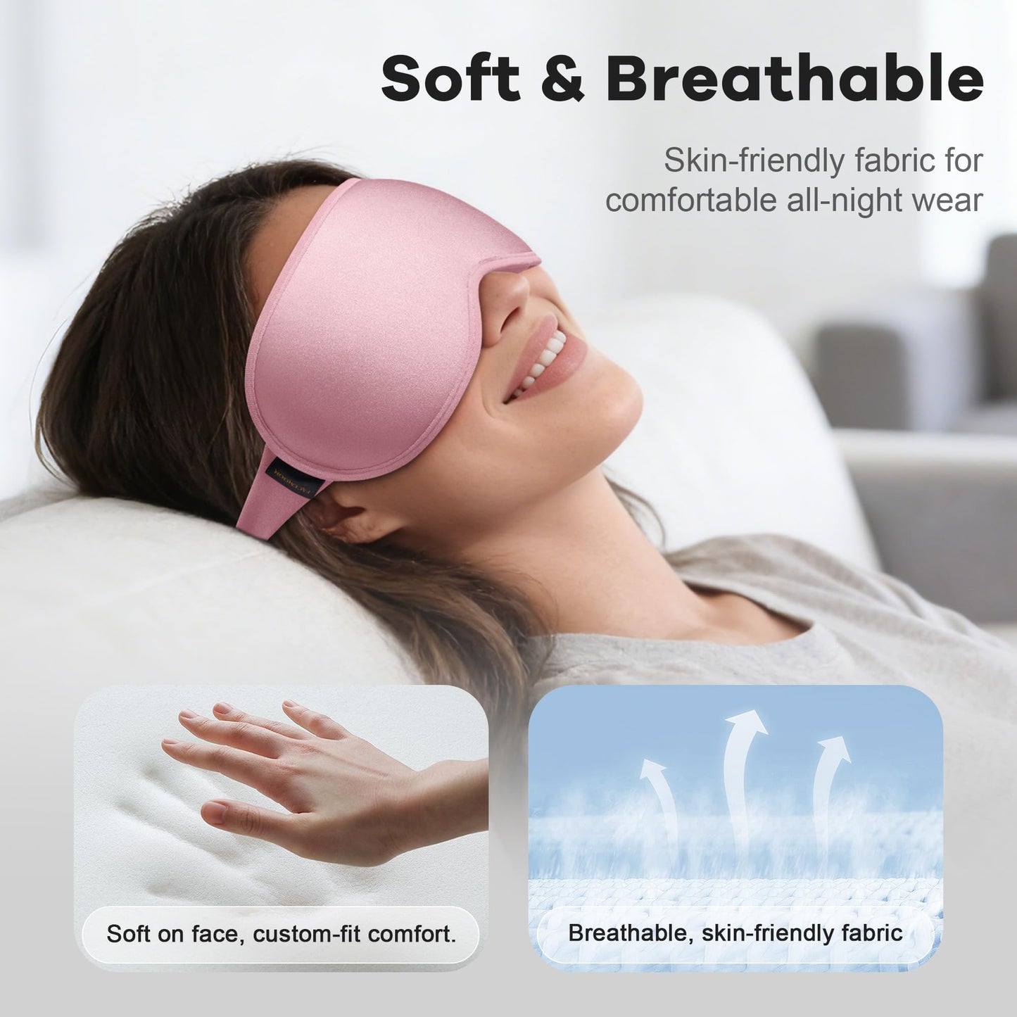 Weighted Sleep Mask 2 Pack - 3D Contoured Eye Masks for Sleep, Best Blackout Sleep Masks for Women Men, Eye Mask for Travel, Meditation, Airplane, Memory Foam, Adjustable Strap, Pink, Purple