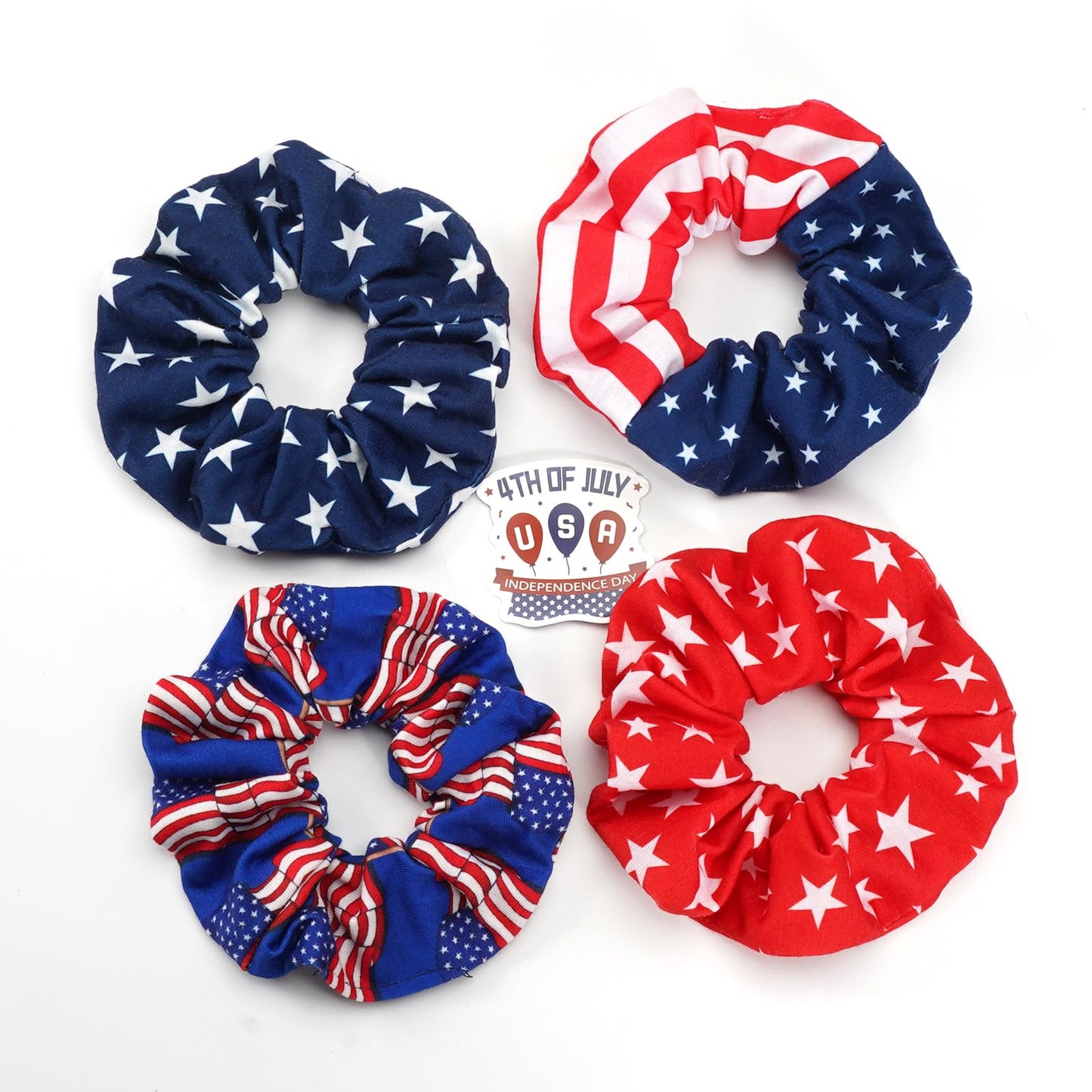 USA American Flag Hair Scrunchies for Women Girls Independence Day Patriotic Red White Blue Hair Ties 4th of July Hair Tie Elast