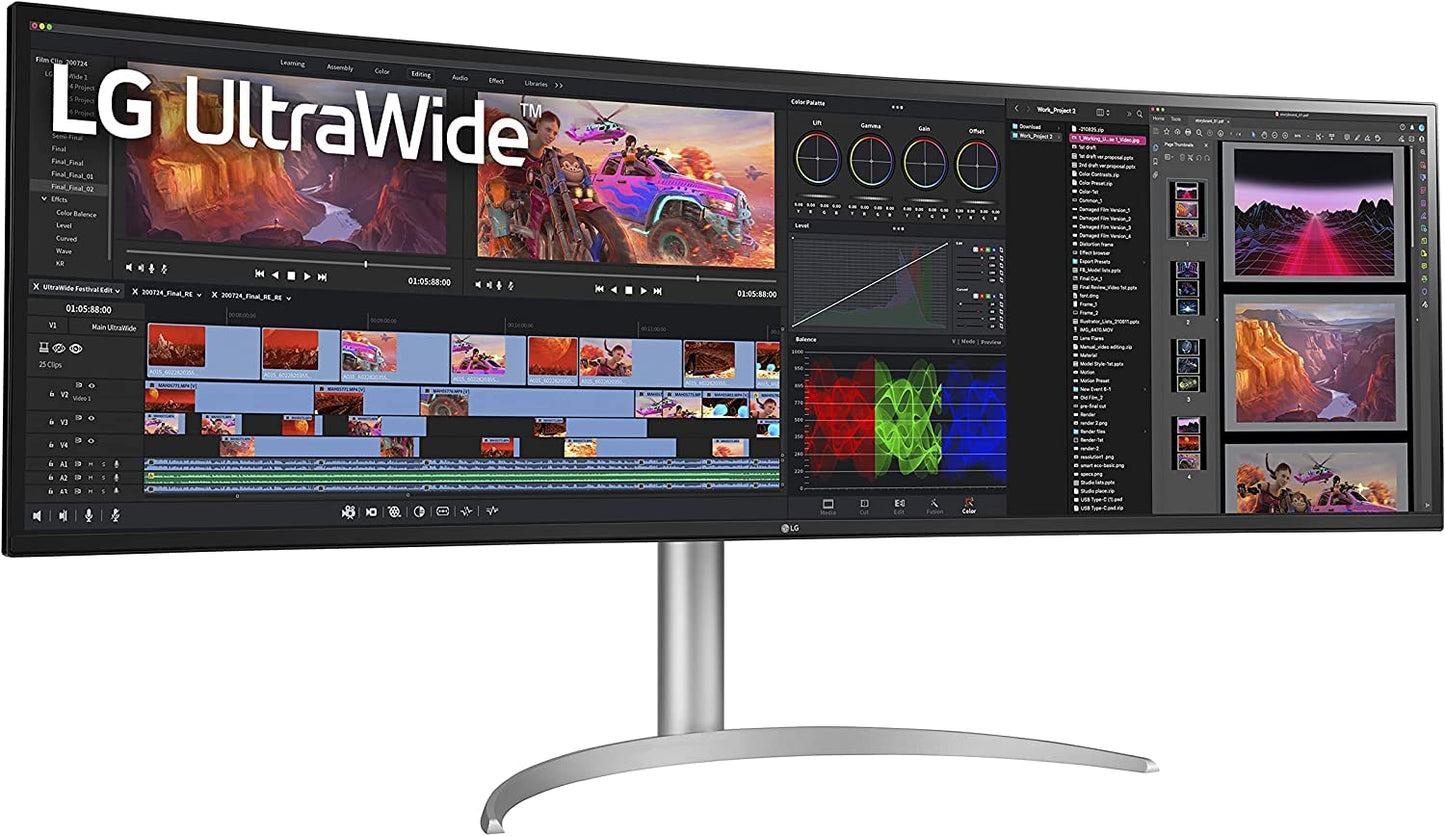 LG 49WQ95C-W 49" Curved UltraWide DQHD Monitor, Nano IPS, G-SYNC, FreeSync, HDMI 2.1, USB-C, Adjustable,