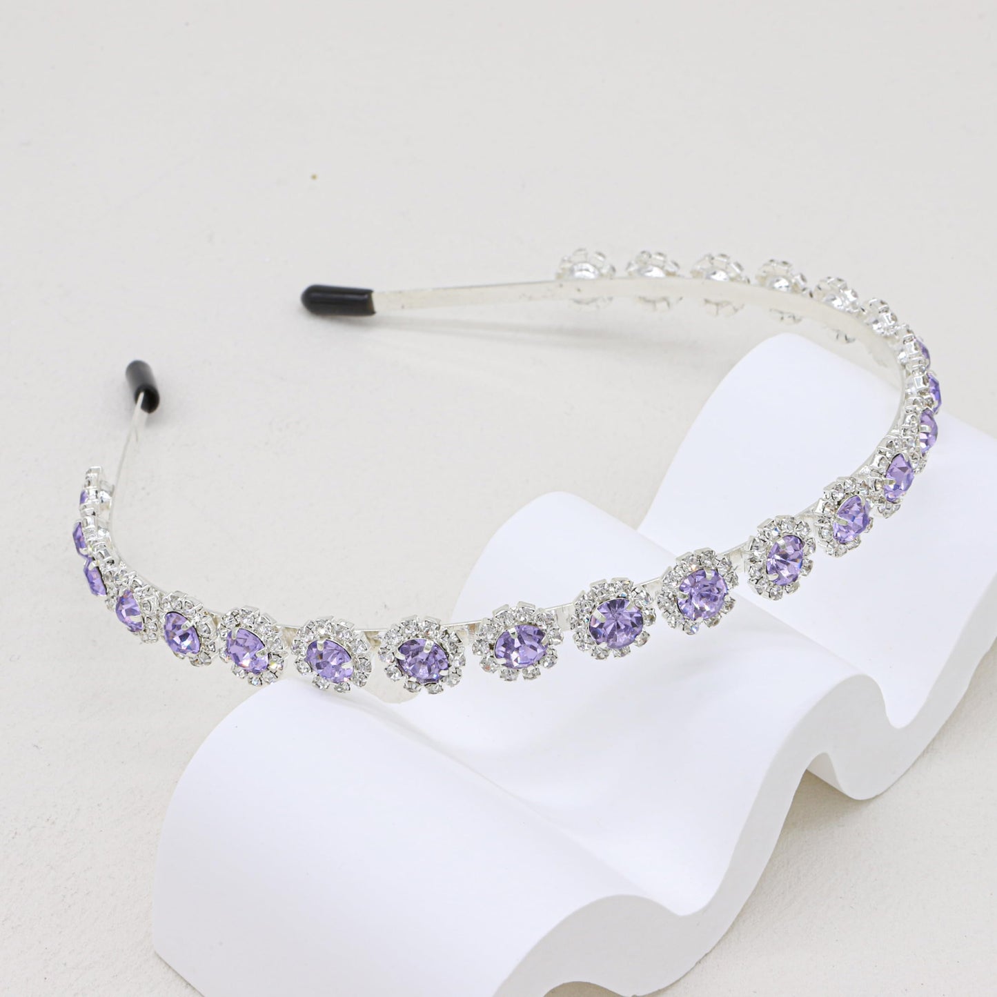 Ammei Headpiece Bridal Headpiece Wedding Headband with Crystal and Hair Accessories (Purple, 5.5 ' ')