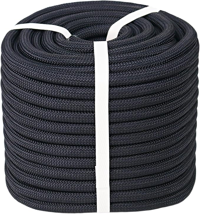 CRAYZA Double Braided Polyester Rope (1/2 in x 100 ft) Strong Arborist Rigging Rope 48 Strands for Tree Work Climbing Pull...