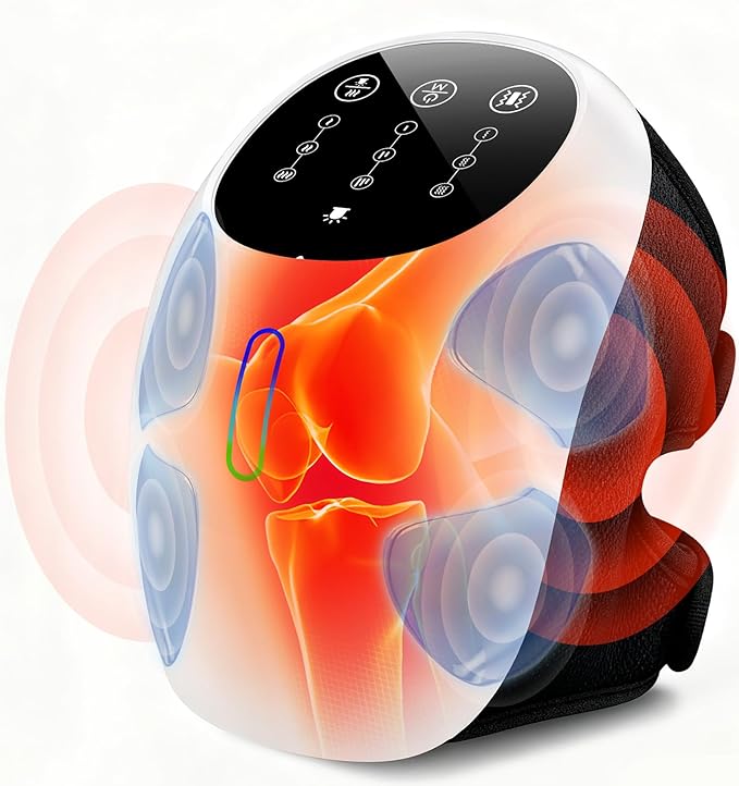 SPATOES Cordless 360° Knee Massager with 1-Second Heat & Red Light Therapy for Joint Pain Relief, 3 Intensities Ideal for ...
