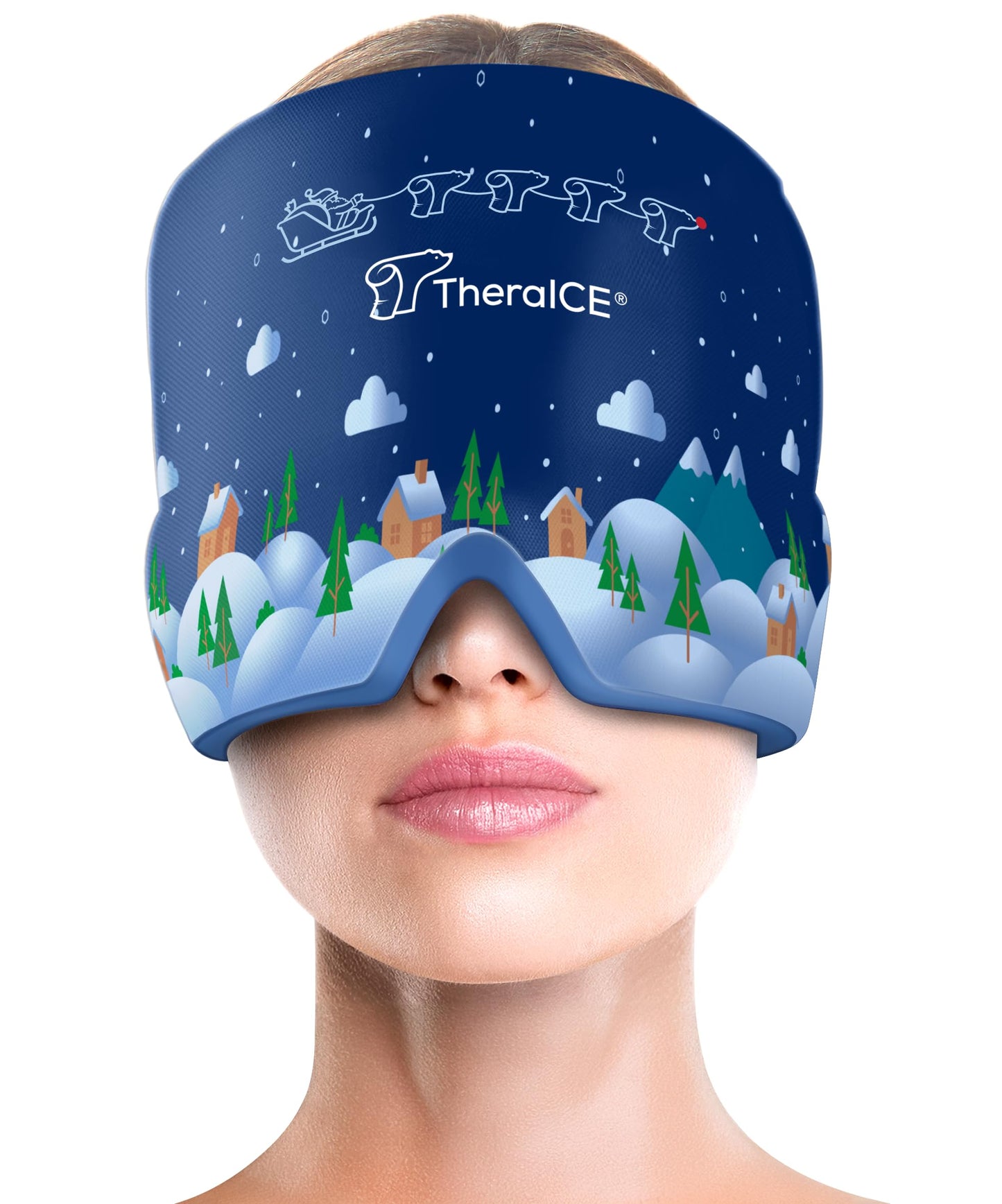TheraICE Migraine Relief Cap, Cooling Gel Hat, Soothing Headache Ice Pack Mask Products, Face Cold Compress Head Wrap for Tension & Stress