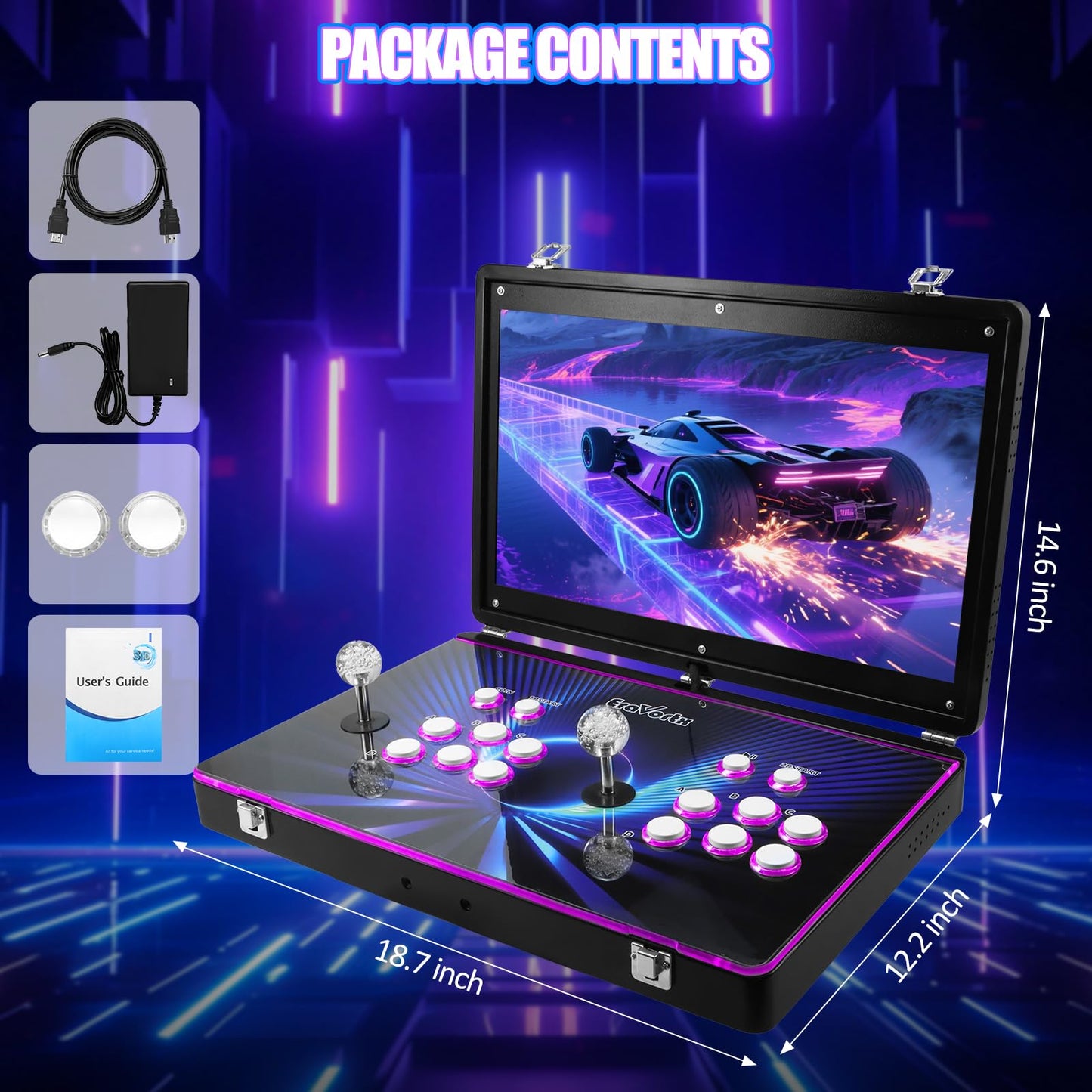 3D Arcade Machine - 36,000+ Retro Games with 50+ Emulators Equip & WiFi-Expandable, 22 inch 4K HDMI Output, Plug & Play Foldable Retro Gaming Console for Family Fun