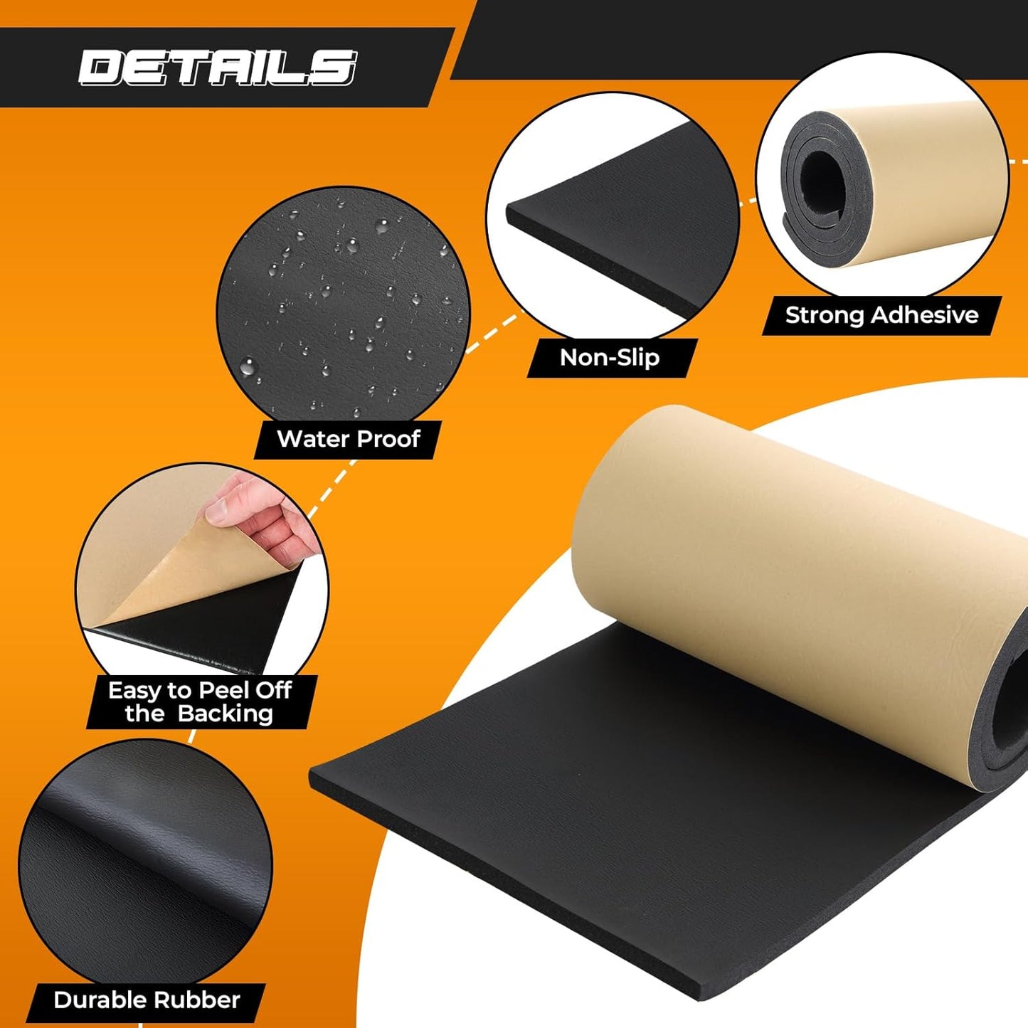 NATGAI Sponge Neoprene with Adhesive Foam Rubber Sheet 1/2” Thick X 12” Wide X 54” Long, Cut to Multiple Dimensions and Lengths - DIY, Gaskets, Cosplay, Costume, Crafts