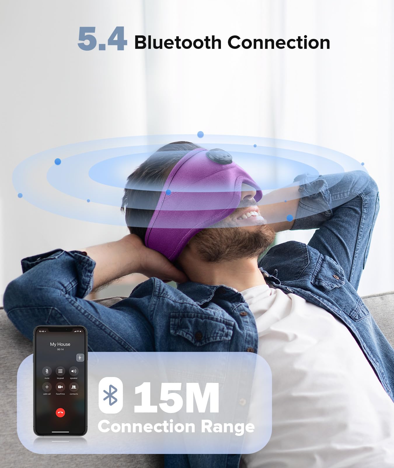 TOPOINT Sleep Mask with Bluetooth Headphones, 3D Eye Mask for Sleep Headphones with White Noise, Total Blackout, 5.4 Bluetooth, Timer, 15 Hours for Women Men, Travel, Meditation, Nap, CPAP Users