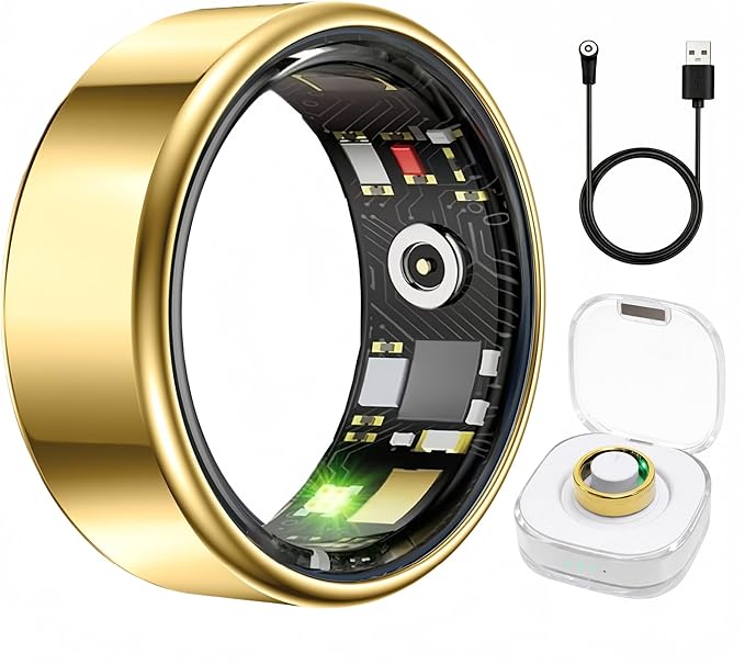 Aoyool Smart Ring Health & Fitness Tracker for Men & Women, Heart Rate, SPO₂, Sleep & Activity Monitoring, IP68 Waterproo...