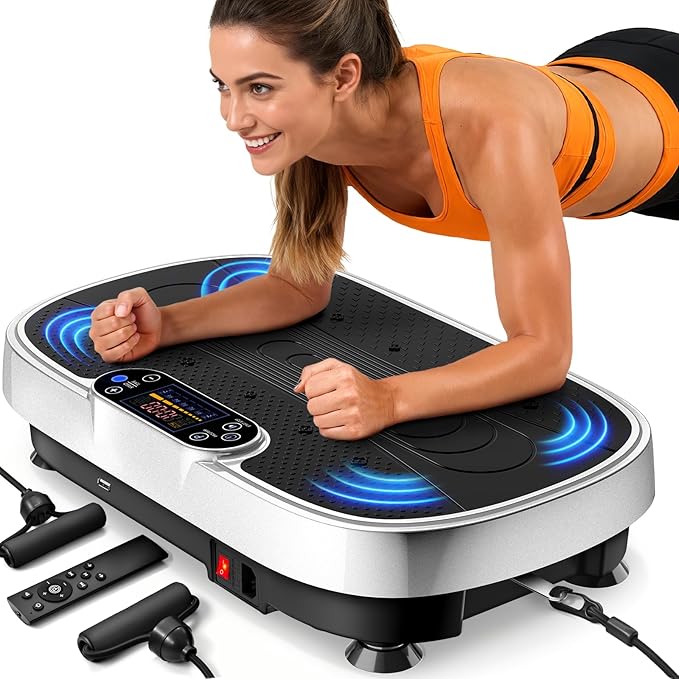 Vibration Plate Exercise Machine for Weight Loss and Lymphatic Drainage - 330lbs Capacity Vibrating Platform for Home Gym ...